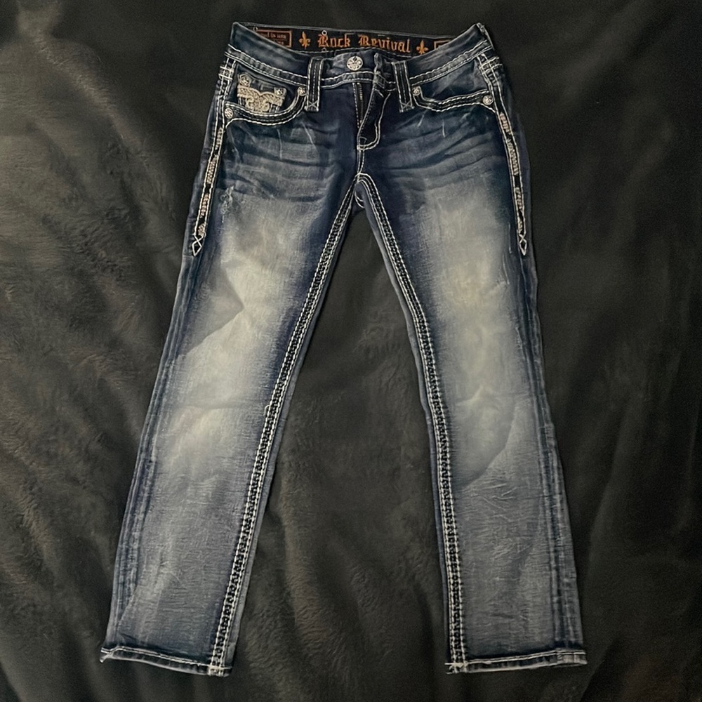 Rock Revival Size 24 Betty Capri Dark Blue